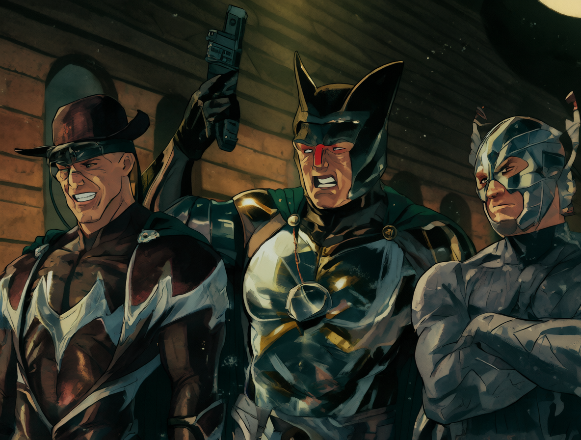 Varios villanos del equipo Rogues reunidos
