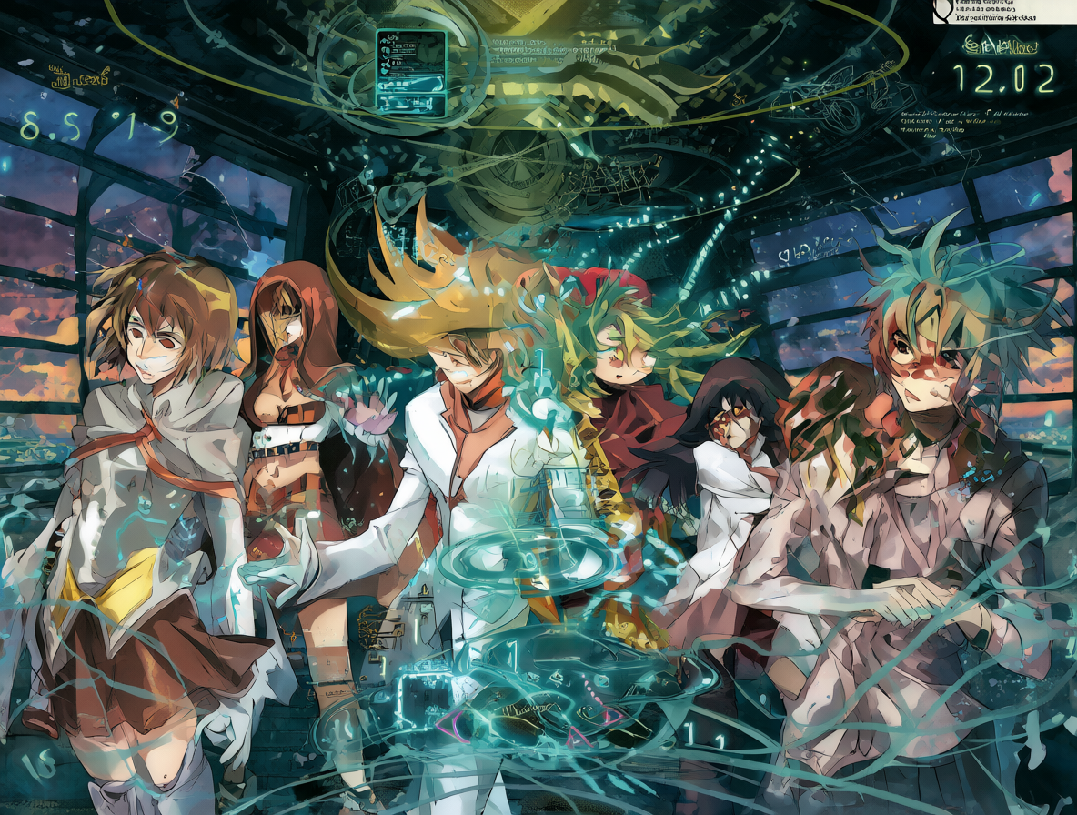 Ilustración de personajes de anime Full Metal Panic! y A Certain Magical Index junto a gráficos de progreso de adaptación.
