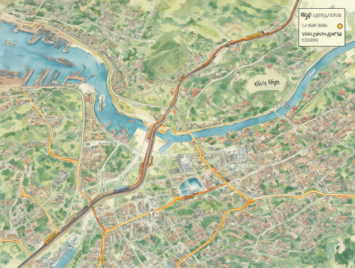 Mapa ilustrativo de la vía La Vieja