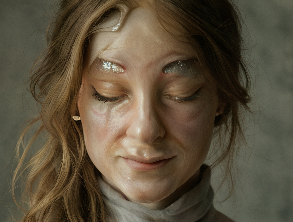 Retrato fotorrealista generado por IA con textura de piel y luz suave