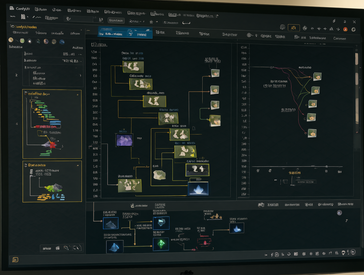 Diagrama técnico mostrando la arquitectura de directorios de ComfyUI, diferenciando entre nodos nativos, repositorios personalizados y los archivos workflow JSON junto a los modelos.