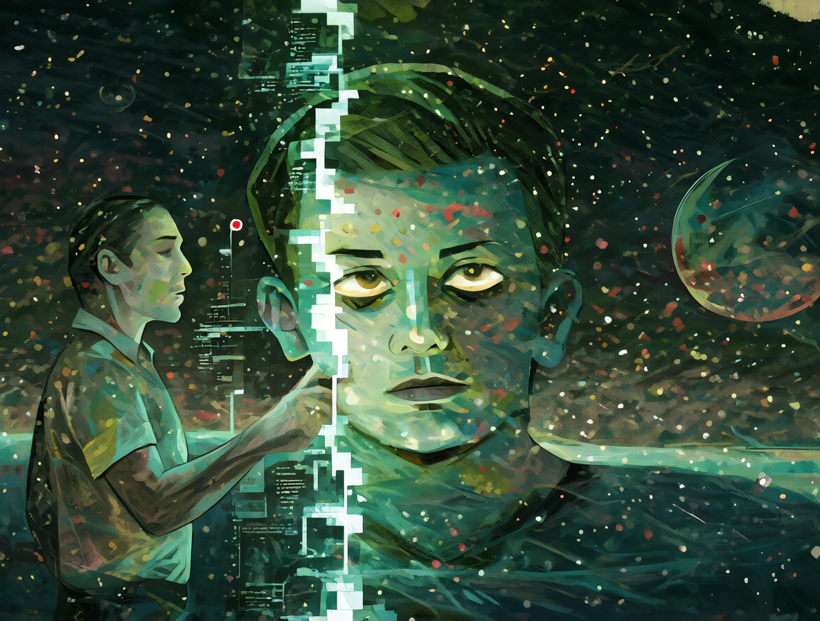 Ilustración de un sistema informático cambiando automáticamente y el usuario perdiendo el control.