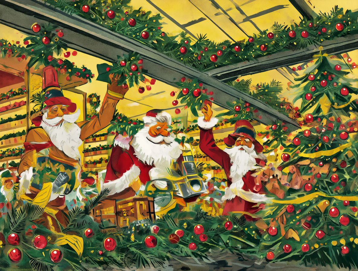 Ilustración de propaganda navideña y producción en masa que popularizó al Santa Claus.