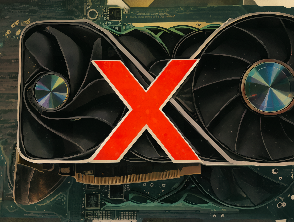 Tarjeta gráfica RTX 3090 con un icono de advertencia indicando incompatibilidad de FP8