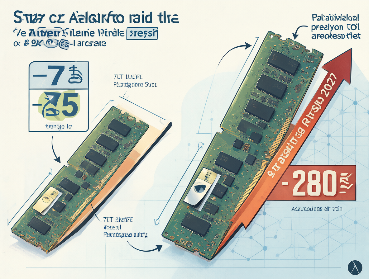 Gráfico comparativo que muestra el aumento masivo de los precios de la memoria RAM desde 75 mil hasta 300 mil pesos y su tendencia futura.