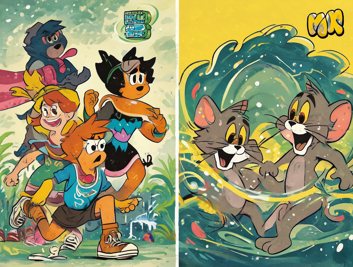 Imagen que muestra a Scooby-Doo y la pandilla junto a Tom y Jerry en una composición dividida