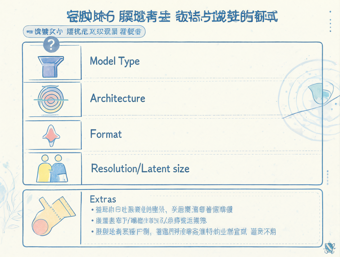 Infografía educativa con una lista de verificación de las cinco preguntas clave para la arquitectura del modelo.