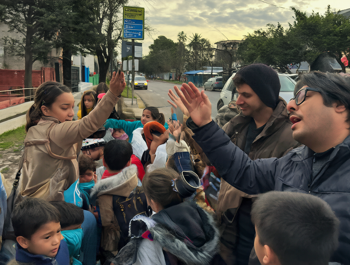 Foto de Gabriel Boric saludando a personas en un entorno cotidiano