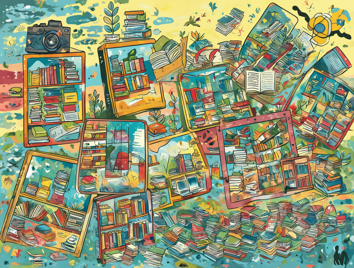Ilustración mostrando diversas tiendas online y plataformas para la compra de libros usados en Chile.