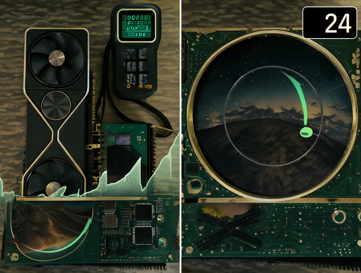 Visualización dividida mostrando el consumo de energía y el tiempo de generación de imágenes al overclockear.