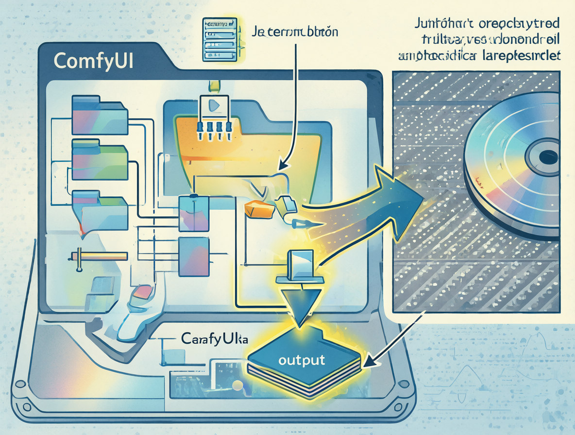 Representación gráfica de una carpeta de software conectada a almacenamiento externo mediante un enlace simbólico.