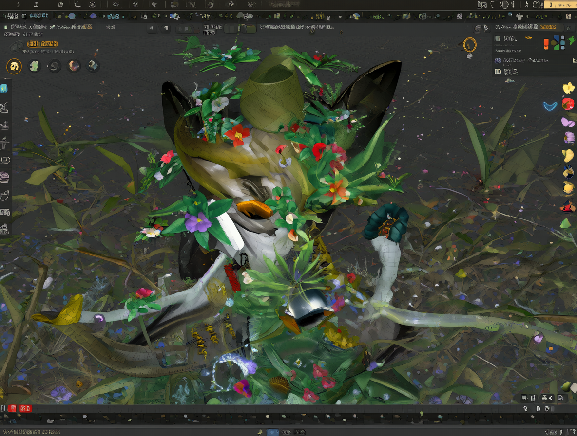 Renderización de alta calidad mostrando la integración de nodos geométricos y shaders.