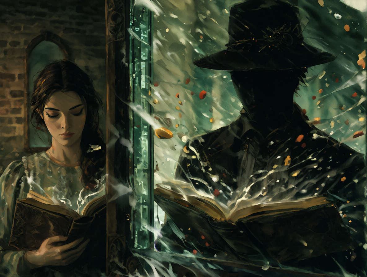 Figura leyendo frente a un cristal, representando la interpretación cinematográfica de Lolita.