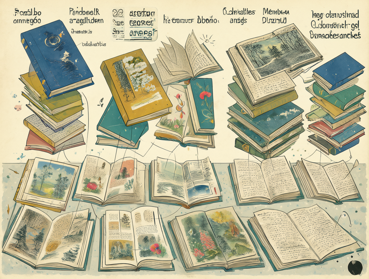 Diagrama comparativo mostrando dos estanterías con libros, una con texto vertical descendente y otra ascendente.