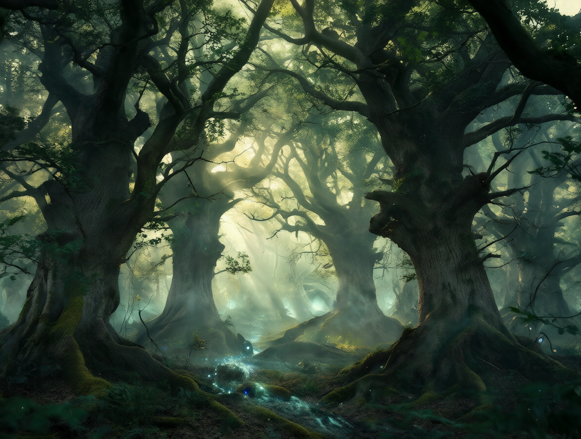 Bosque místico y atmosférico