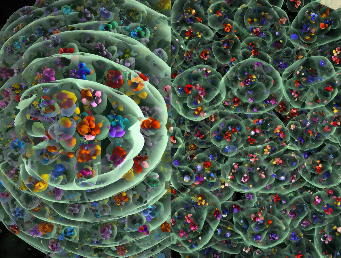Comparación visual entre un átomo grande y disperso versus átomos pequeños bien compactados para explicar los determinantes de la densidad química.