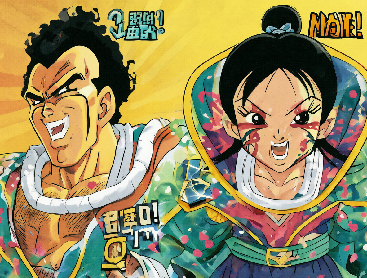 Imagen mostrando a Mr. Satan y Chi-Chi con sus nombres en el doblaje latinoamericano.