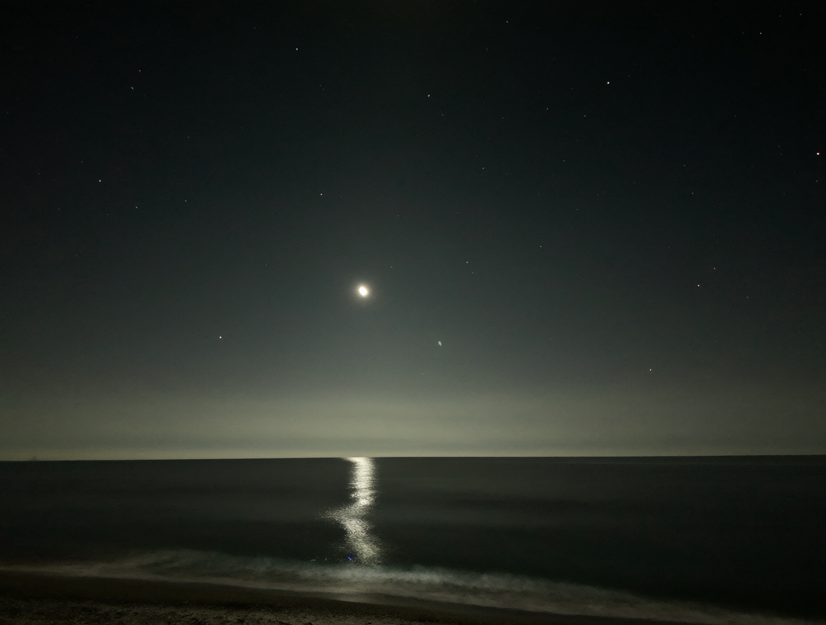 Calm nighttime beach scene