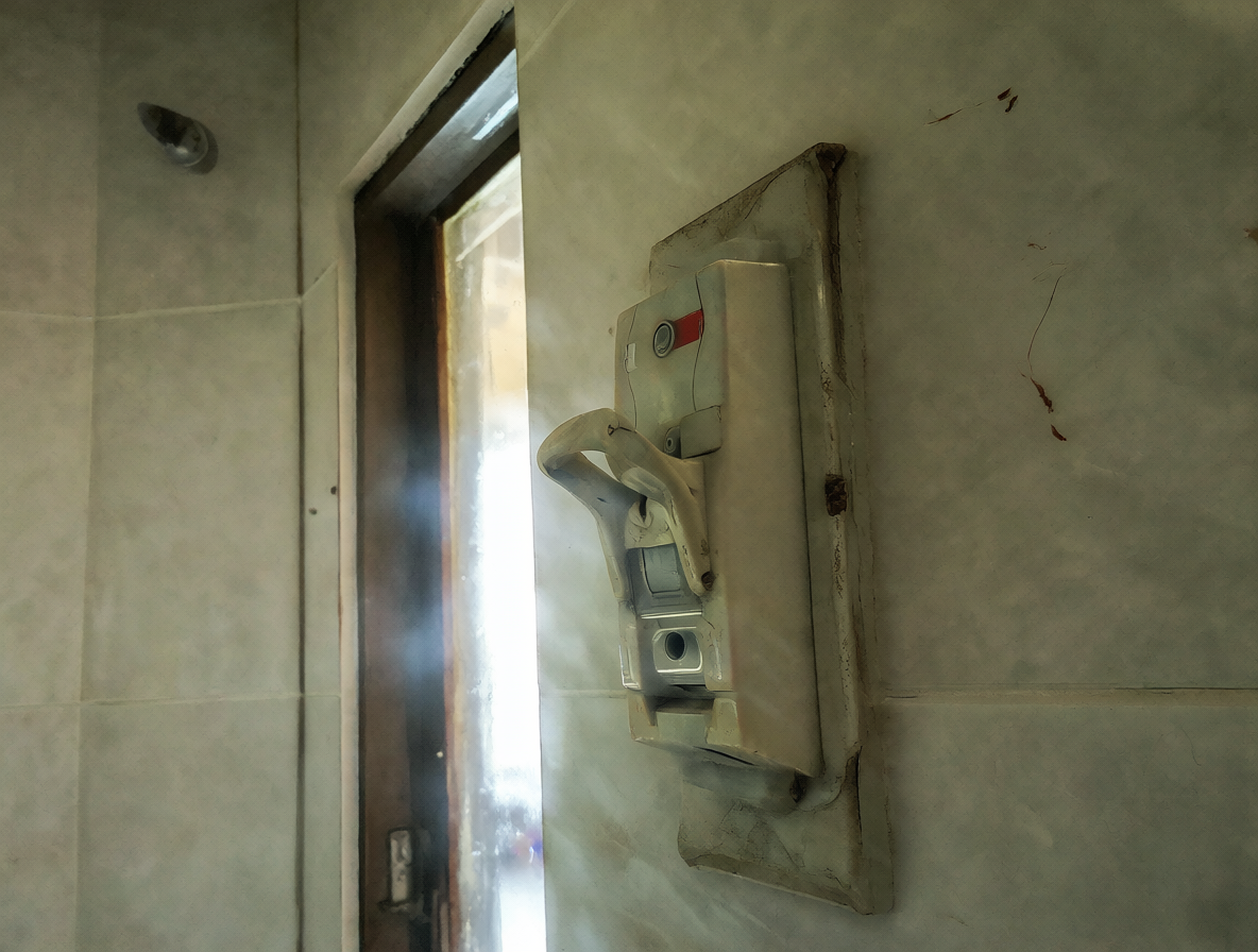 Baño en alquiler costero con humedad y salitre.