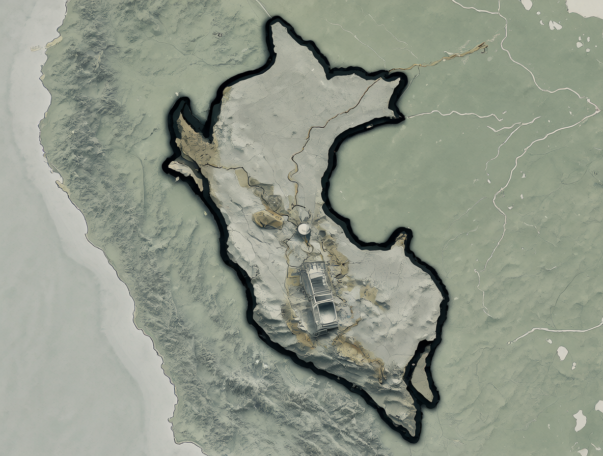 Mapa estilizado de Perú mostrando la división entre Lima y las regiones periféricas, ilustrando la desigualdad territorial.