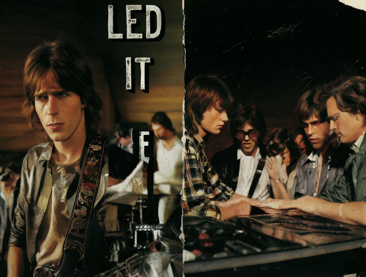 Imagen dividida mostrando a George Martin desapegado durante las sesiones de Let It Be y a Led Zeppelin trabajando en su álbum Coda.