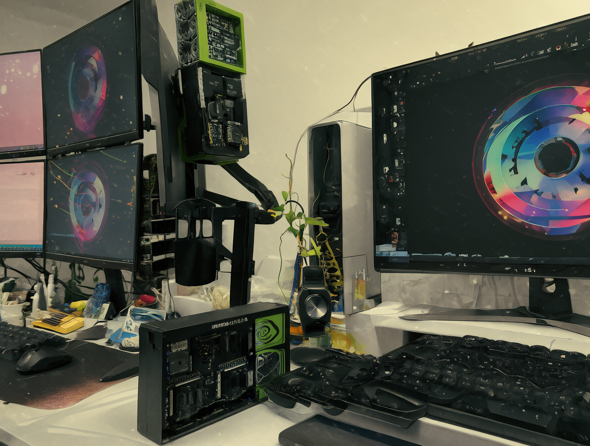 Imagen dividida que compara un entorno profesional con hardware de gama alta y un setup doméstico estándar.