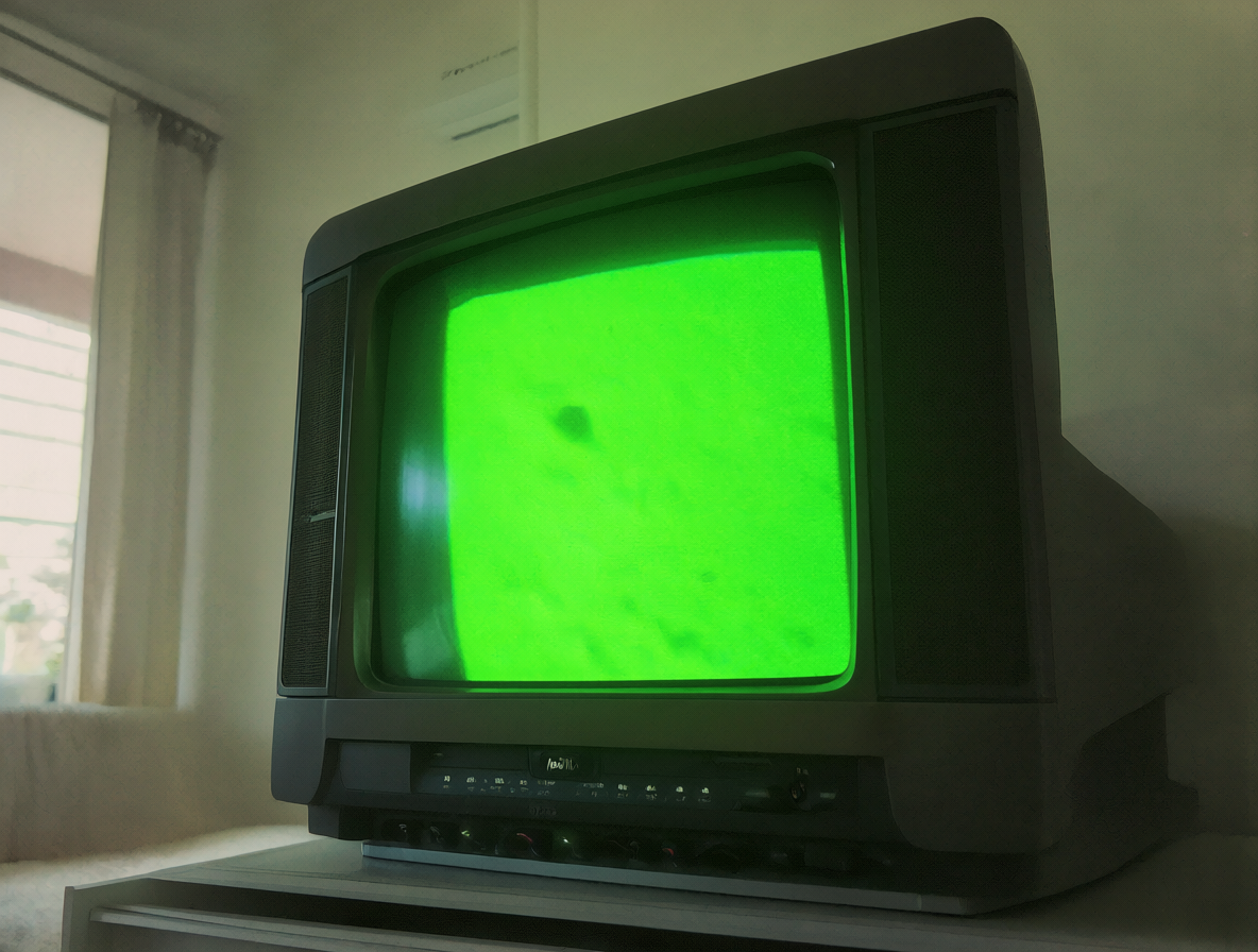 Televisor CRT viejo encendido en una habitación moderna