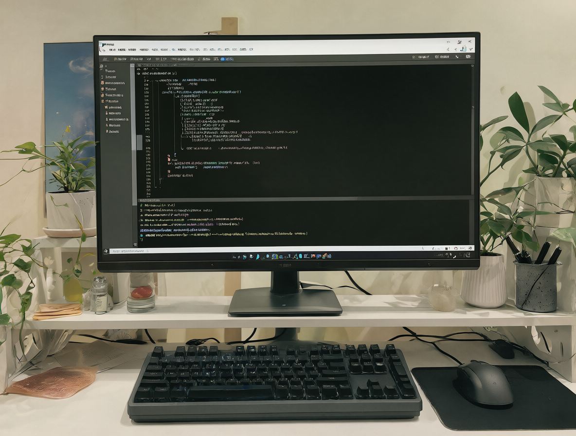 Un escritorio limpio con una pantalla mostrando un registro de consola ordenado y sin errores.