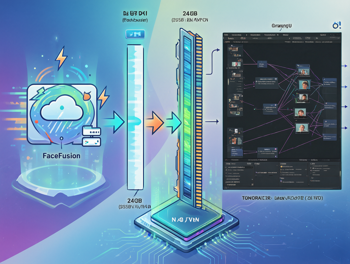 Diagrama técnico que muestra la relación entre un servicio en la nube y una interfaz de software basada en nodos, enfatizando los requisitos del hardware.
