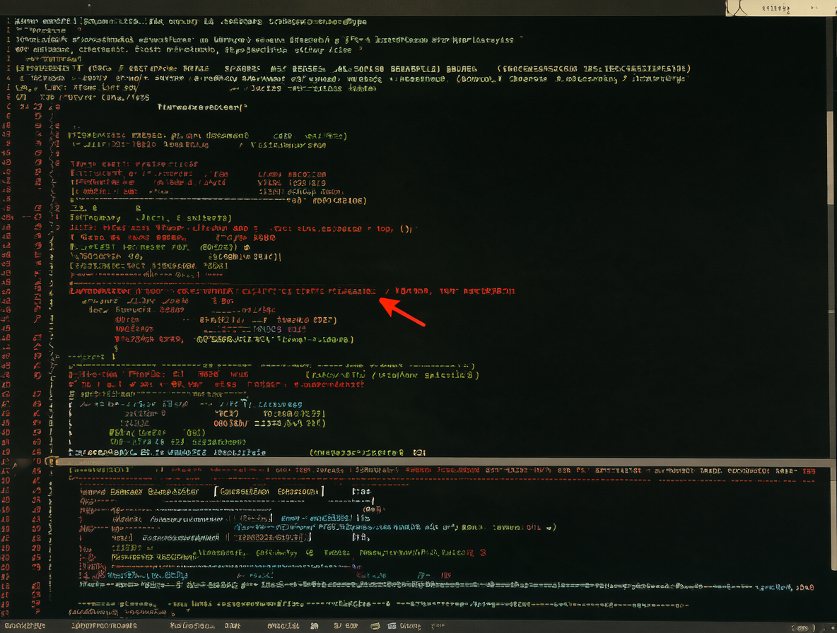 Vista de una terminal con un error de Python en rojo y una flecha indicando dónde ocurre el fallo.