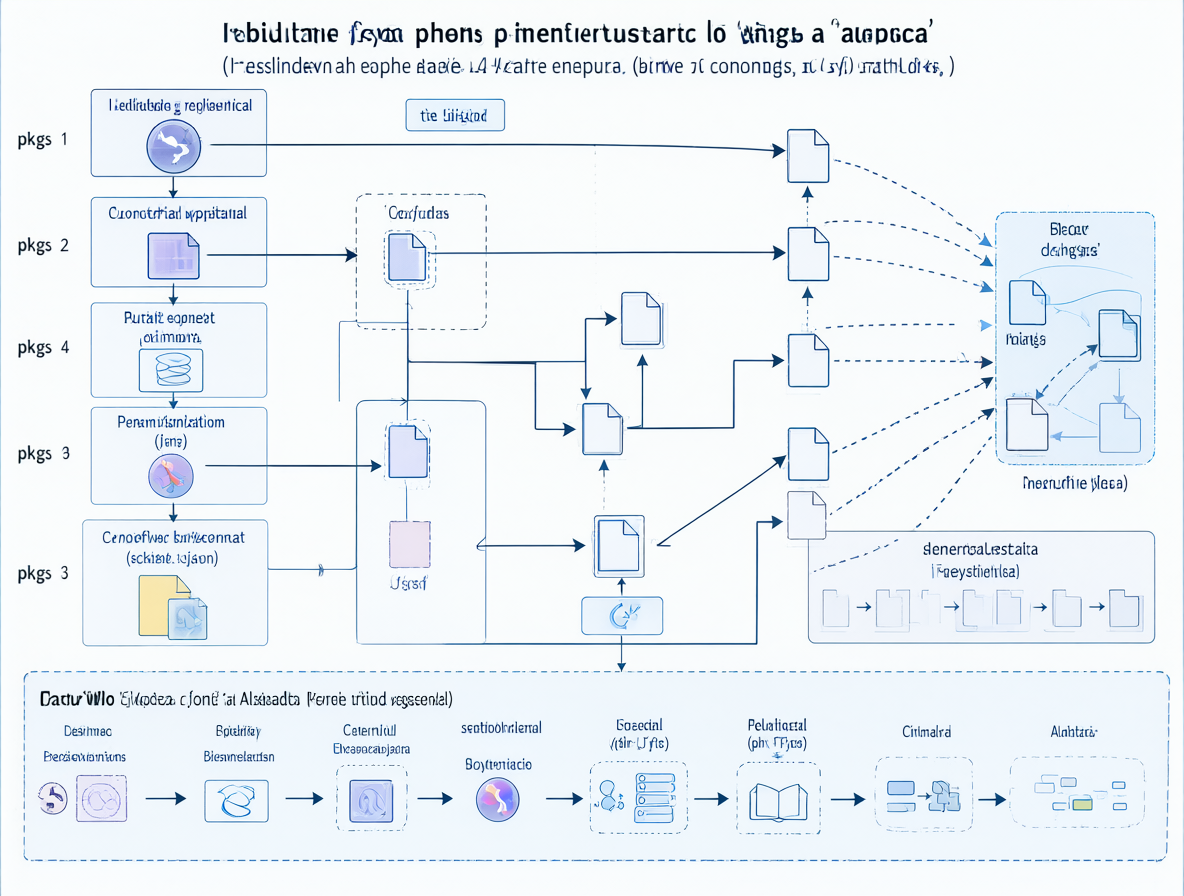 Diagrama del sistema de archivos de Conda con el directorio pkgs central y flechas hacia los entornos