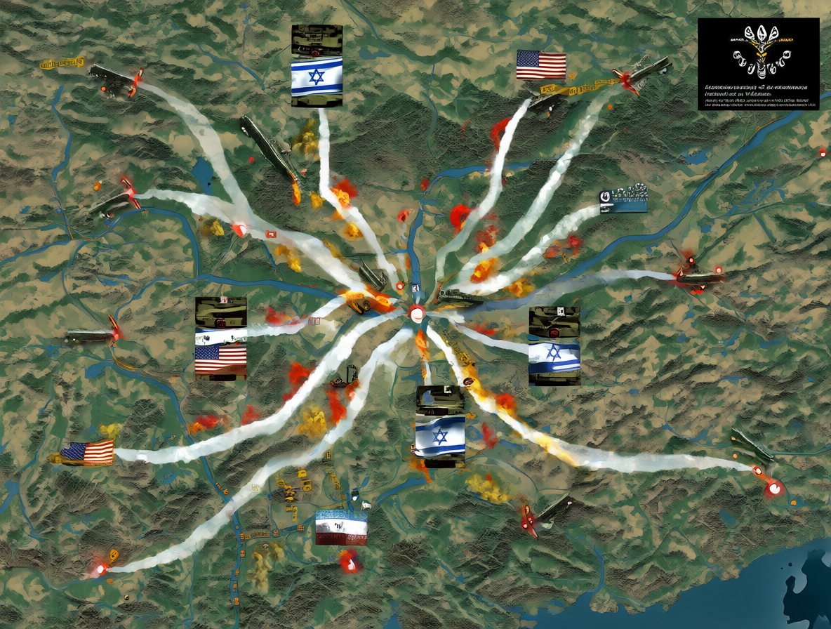 Diagrama mostrando los ataques coordinados de Estados Unidos e Israel contra Irán y la respuesta regional