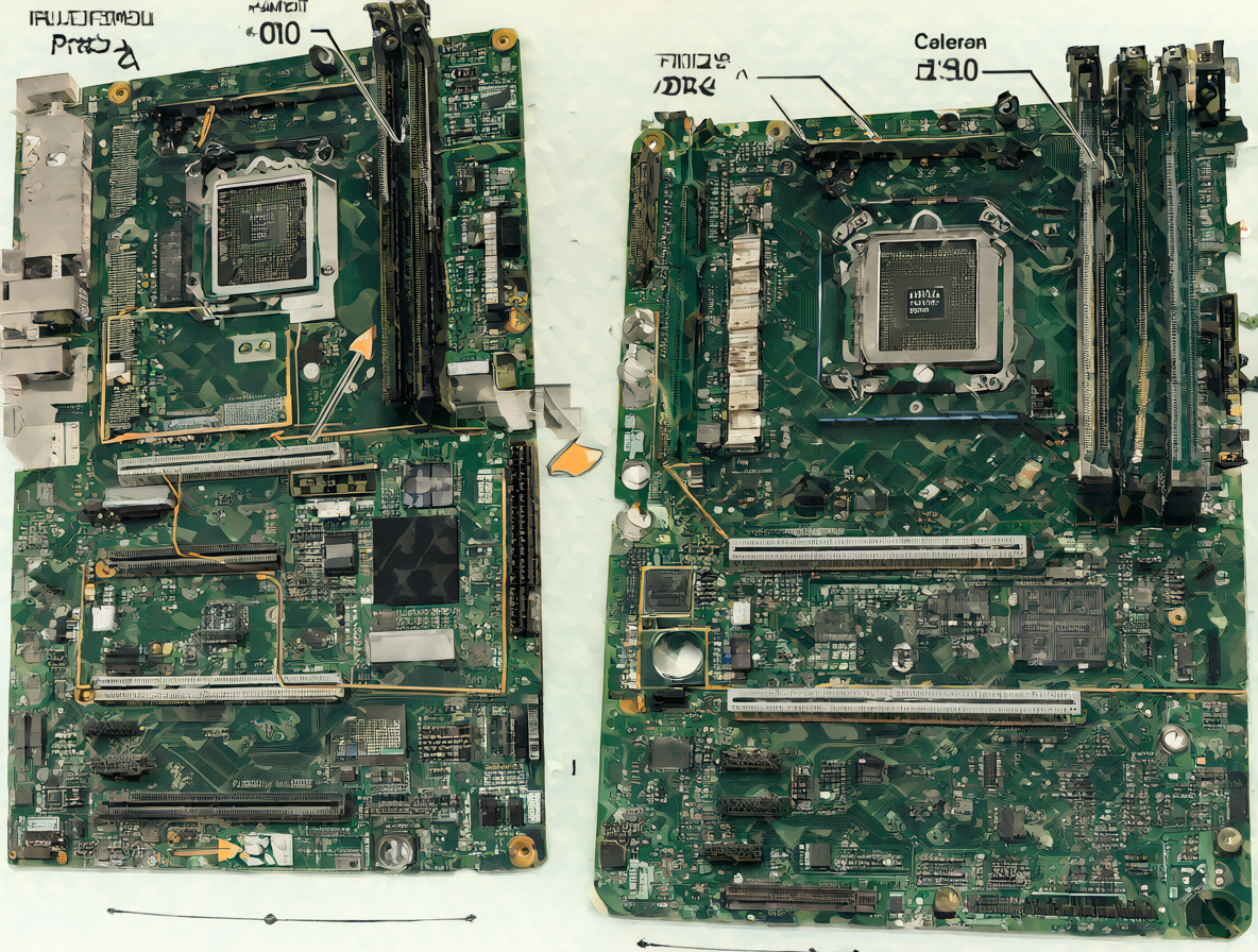 Diagrama técnico comparativo de placas madre con CPU N100 y J1900, destacando los tipos de memoria RAM compatibles en cada una.