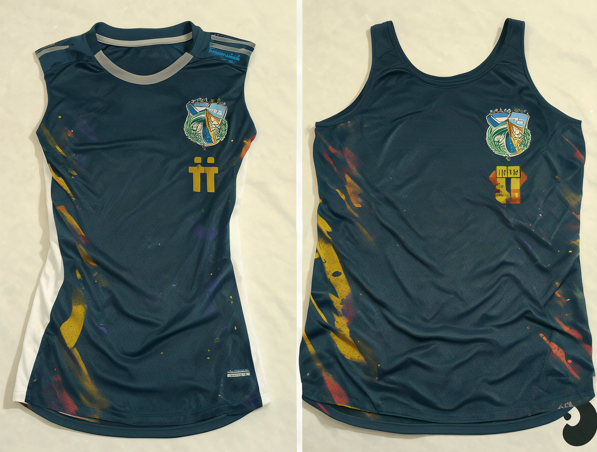Imagen comparativa de dos camisetas deportivas, una para hombre y otra para mujer, mostrando la diferencia en su ajuste corporal.