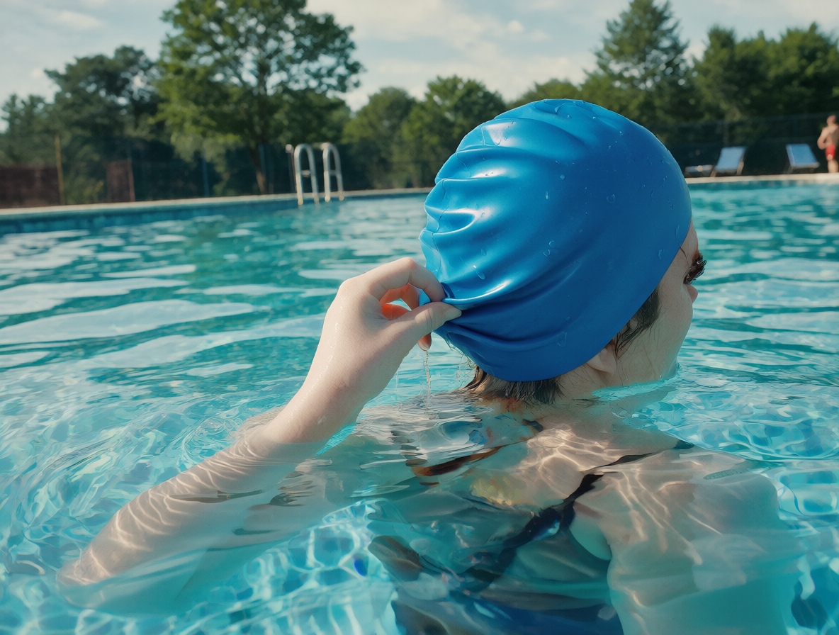 Persona usando gorro de baño en piscina