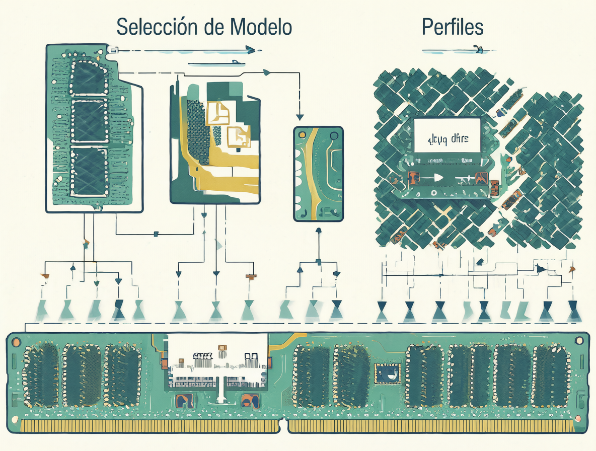 Diagrama comparativo entre la descarga del modelo y la configuración de los perfiles de memoria.