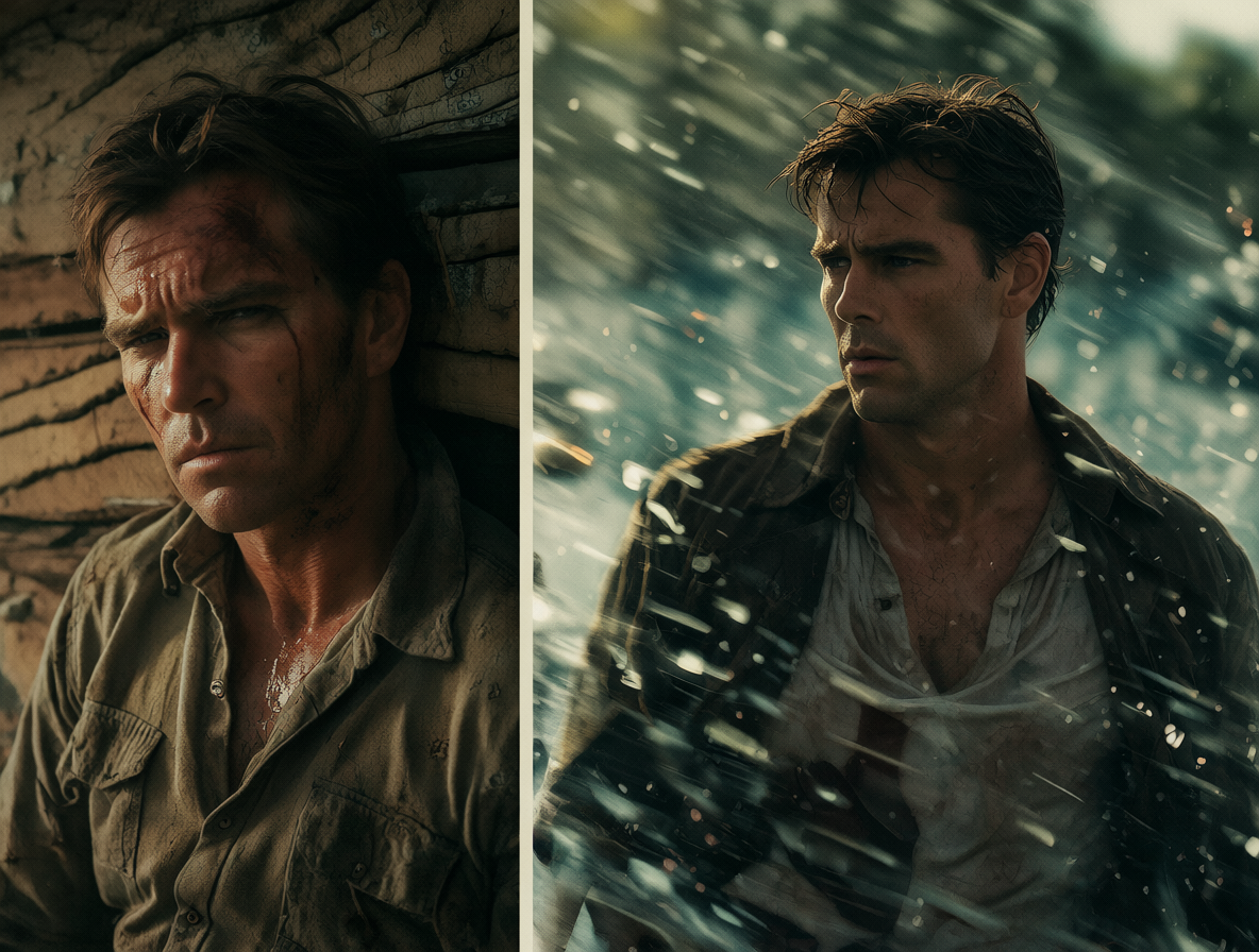 Split screen showing two different versions of the TV show