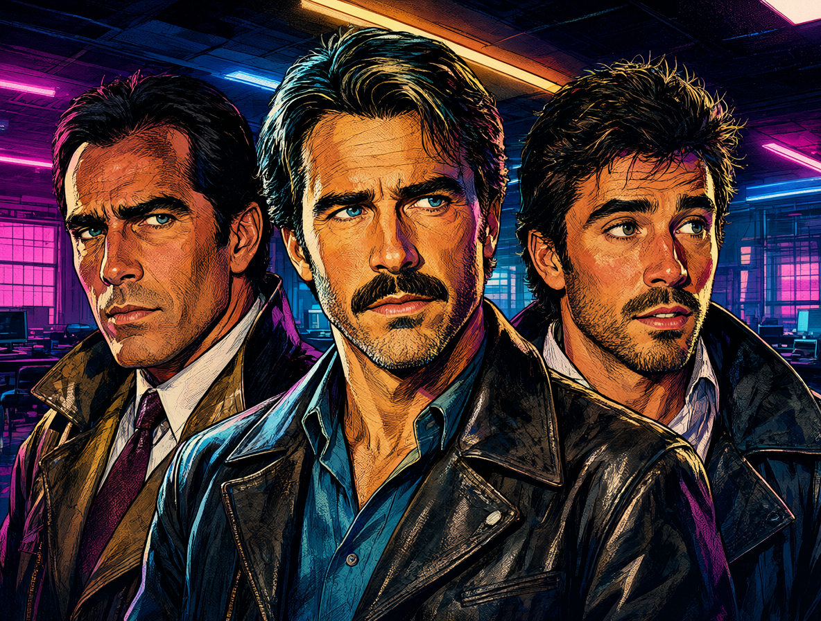 Collage de personajes de la película Murder Can Hurt You haciendo parodia de detectives famosos