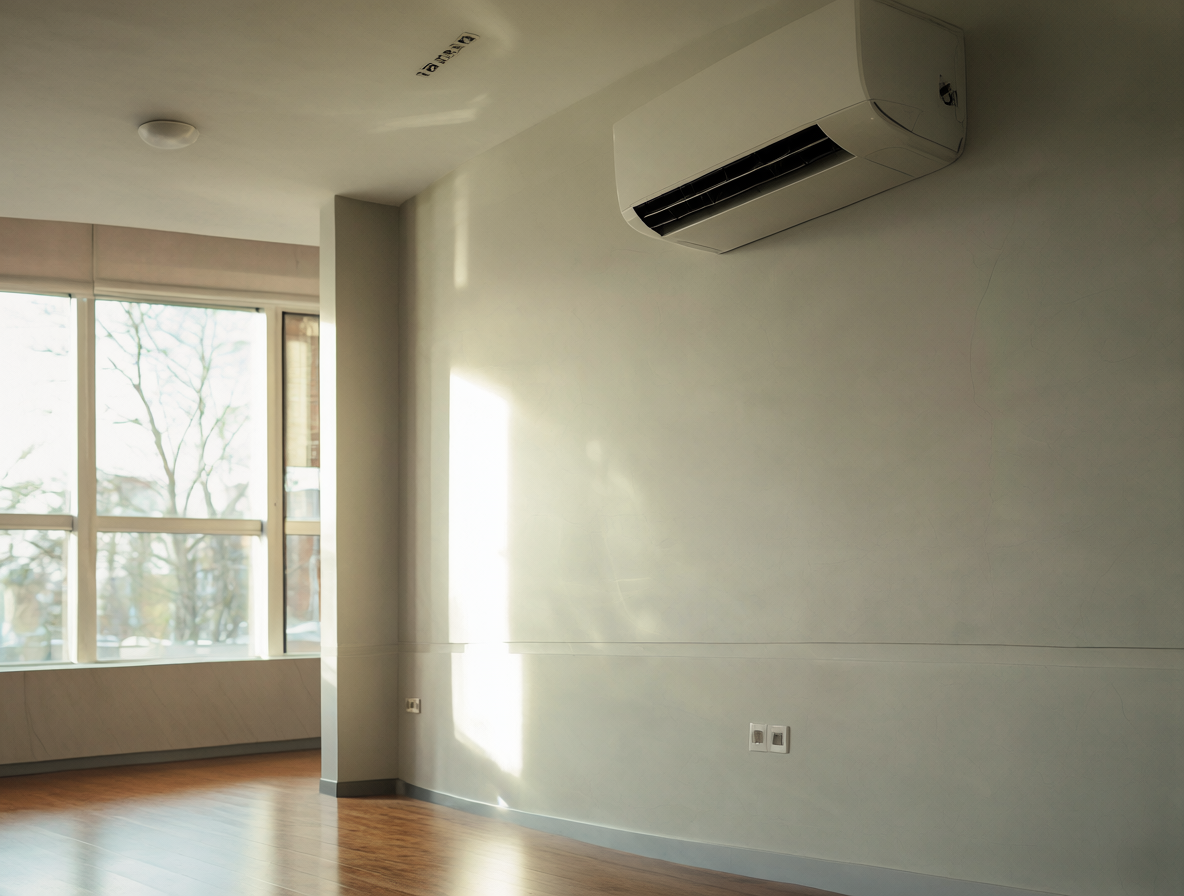 Aire acondicionado montado en pared interior.