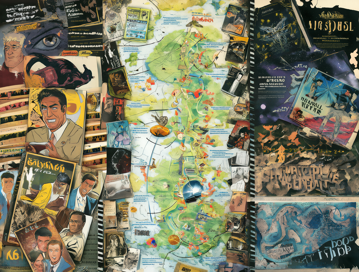 Un collage mostrando libros clásicos y modernos de James Bond junto a una línea temporal con los actores principales.