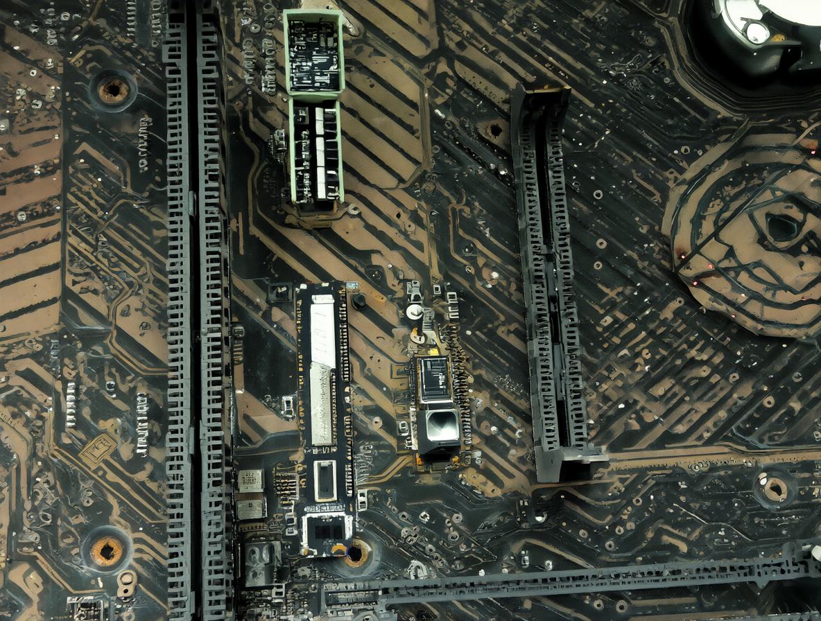 Ilustración técnica mostrando los componentes internos de la placa base de un AIO HP.