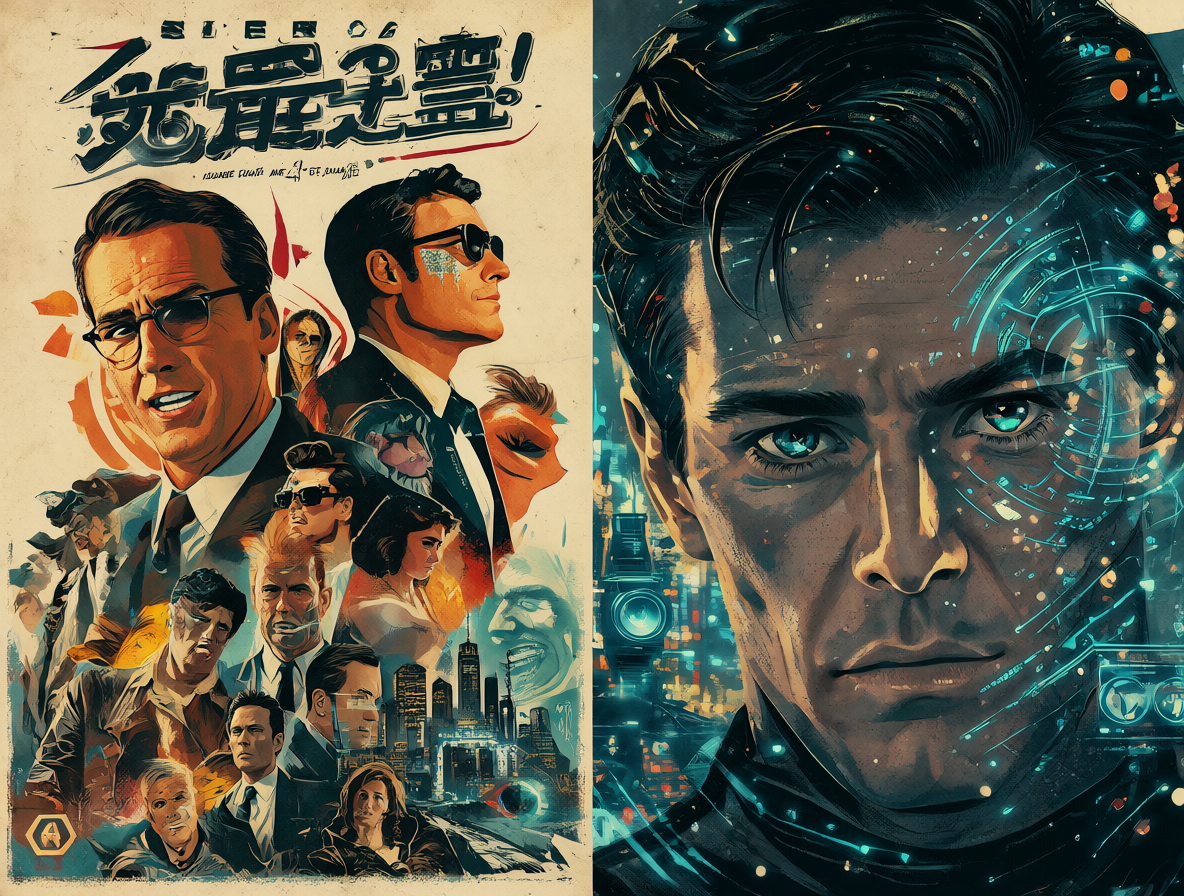 Comparativa visual de posters de películas clásicas modificadas con Inteligencia Artificial.