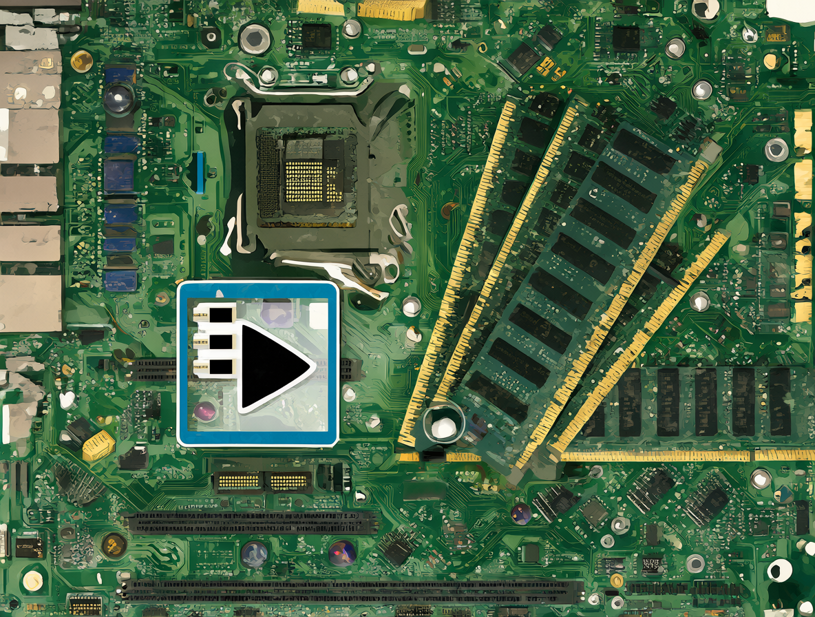 Vista técnica de componentes de hardware para la instalación de memoria RAM