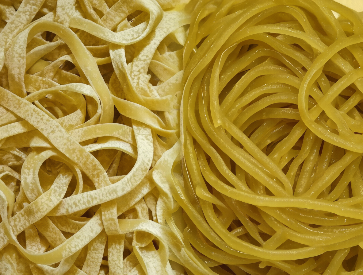 Fotos macro comparativas de pasta