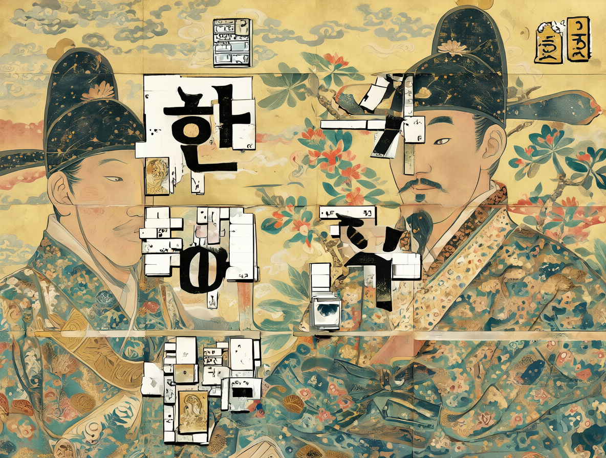 Grid del alfabeto Hangul con retrato de King Sejong