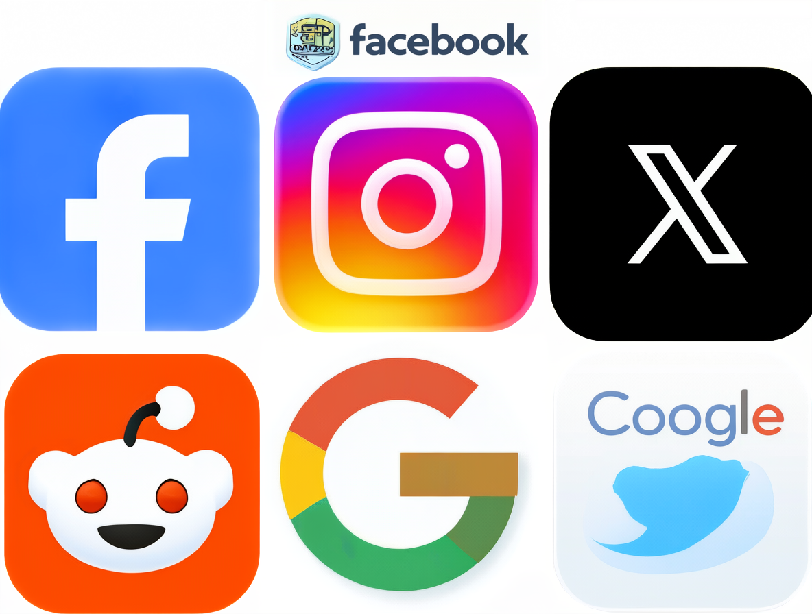 Collage de los logotipos de las principales plataformas digitales afectadas por el fenómeno.