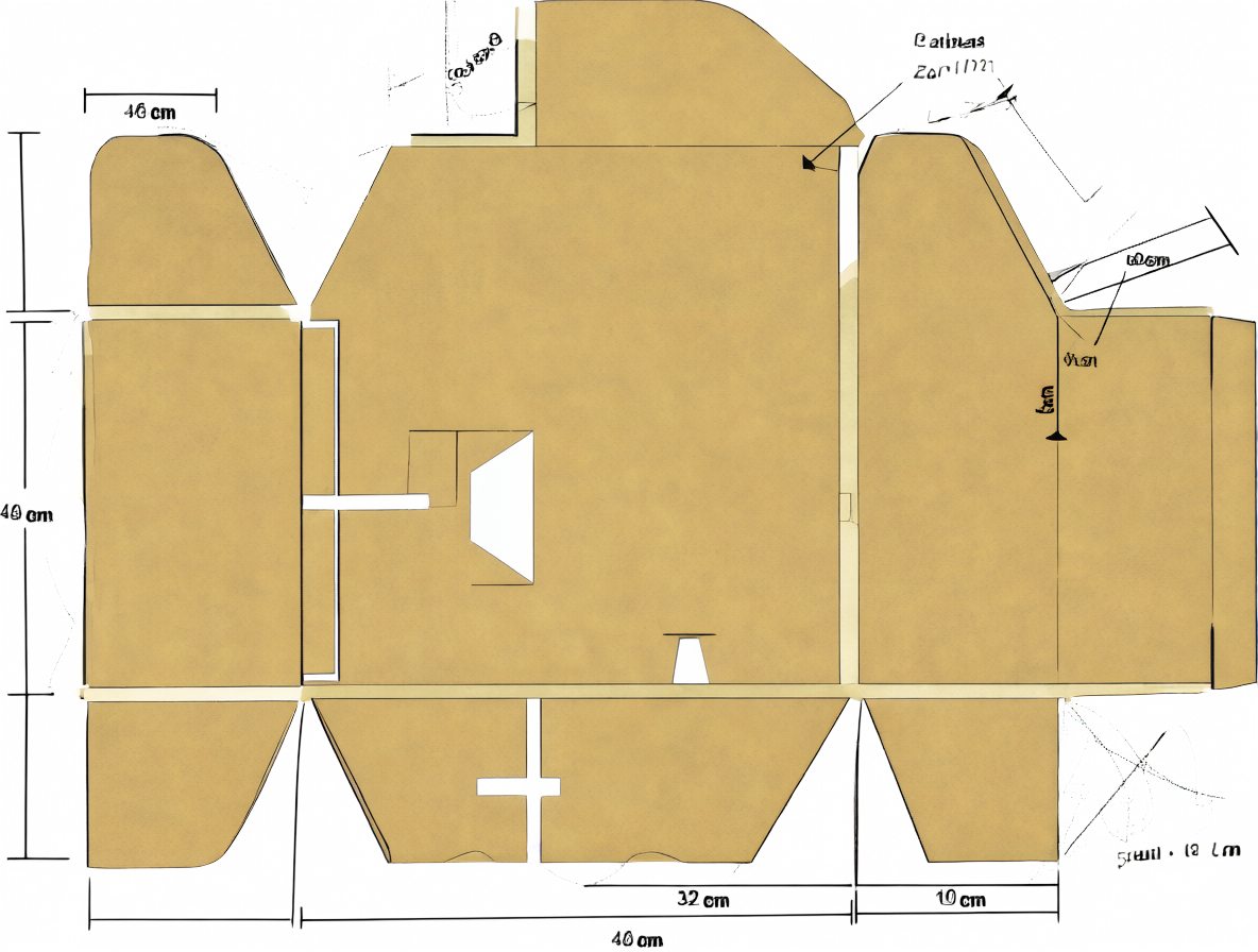 Diagrama técnico de una caja tipo mailer box mostrando sus medidas internas y externas.