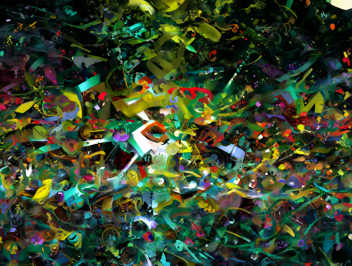 Formas abstractas y coloridas en un entorno digital distorsionado