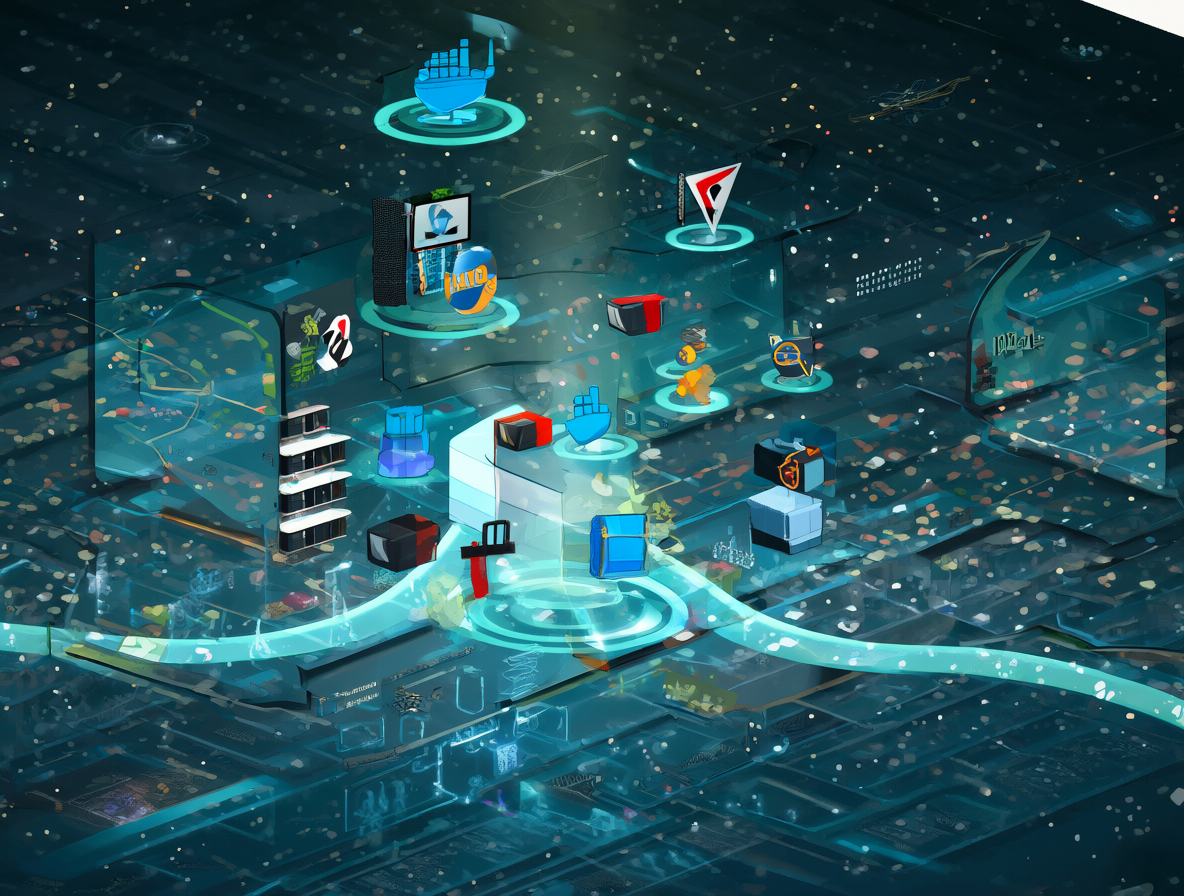 Representación de un entorno de servidor con iconos de Docker y pip.