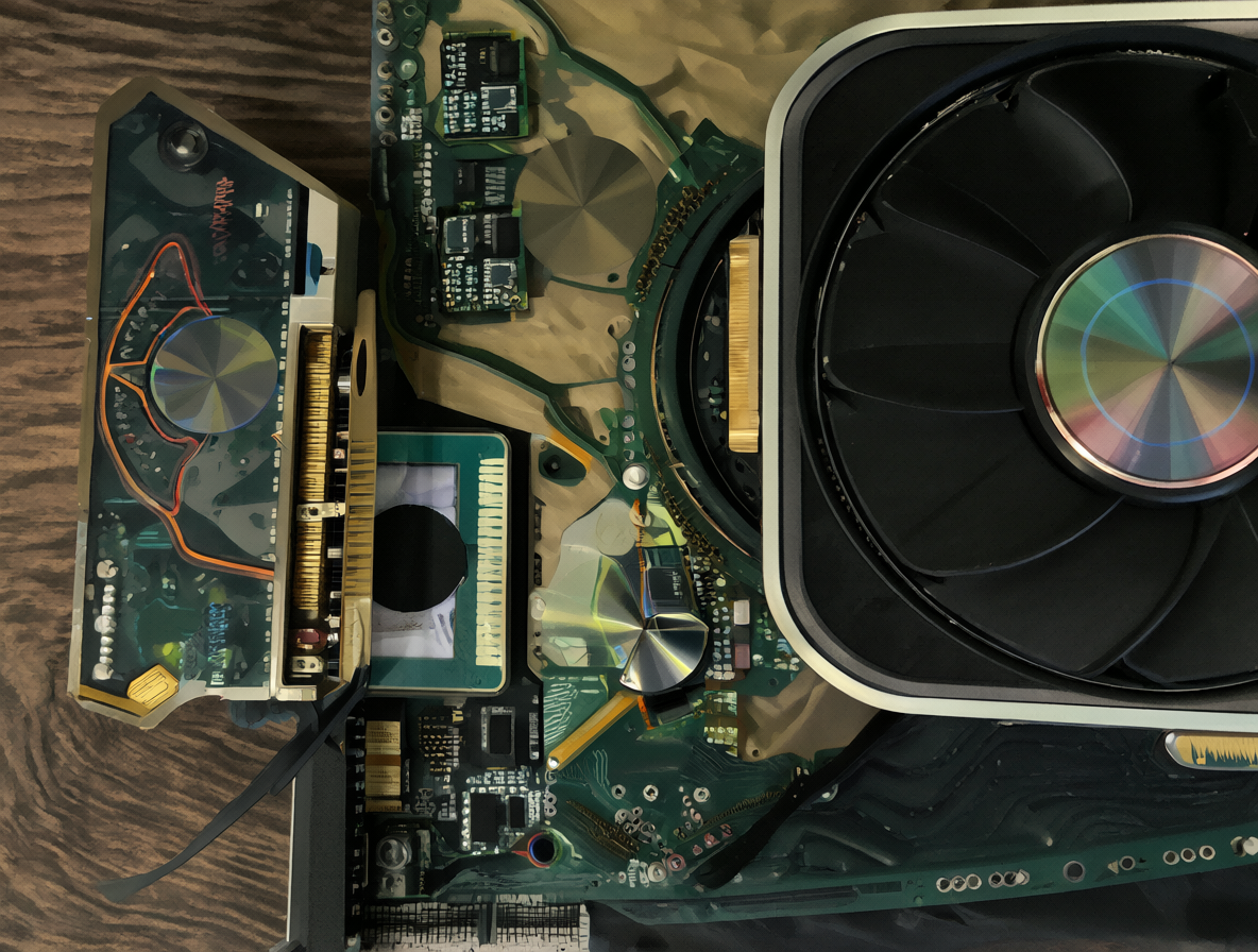 Close-up of an RTX 3090 and a secondary GPU side-by-side